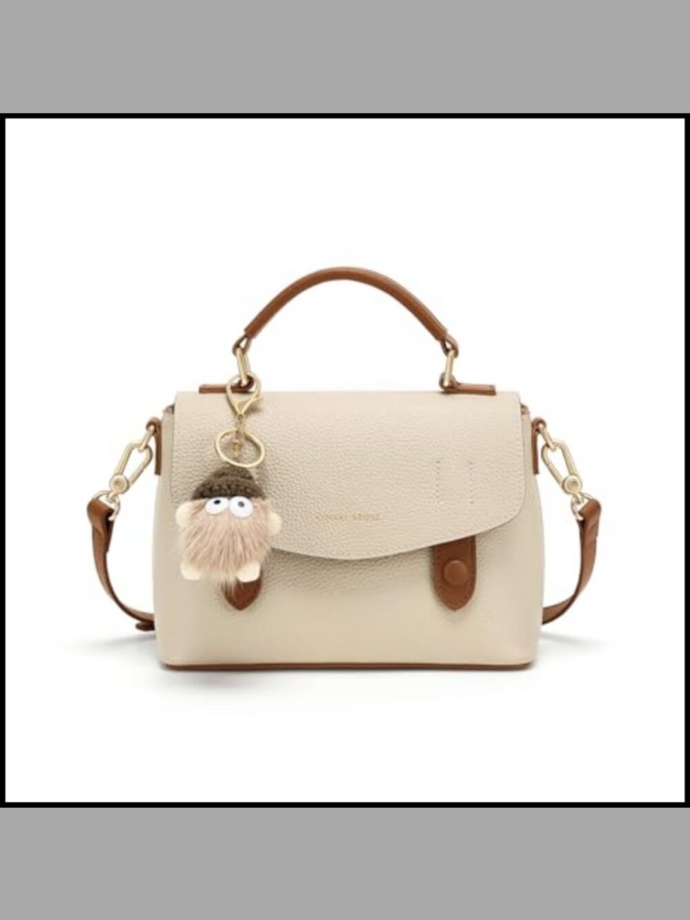 Genuine Leather Crossbody Satchel Handbag Detachable Strap